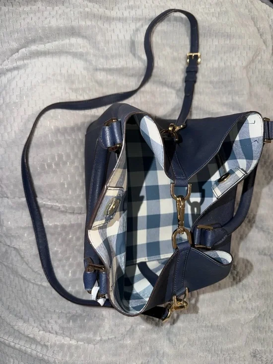 Michael Kors Navy Saffiano Leather Satchel with MK Tag - Picture 2 of 10